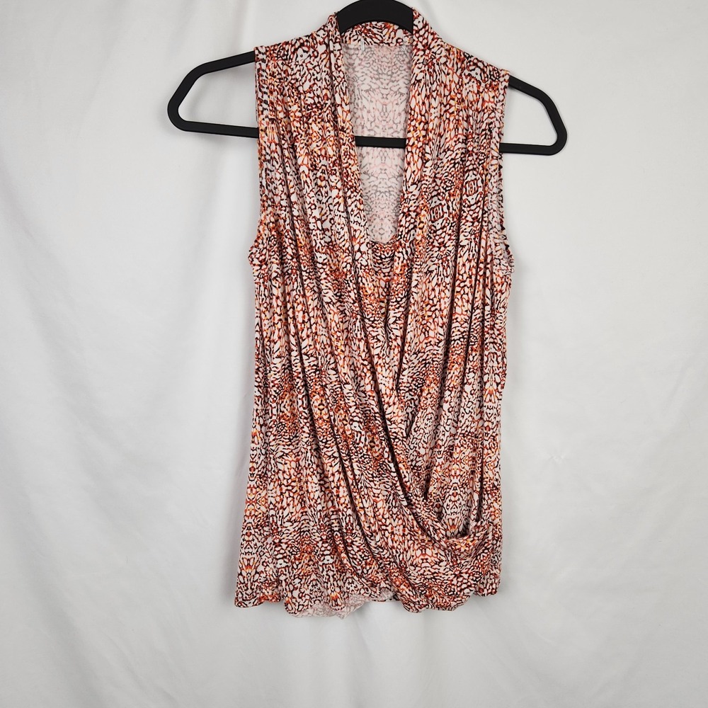 Sleeveless Drape Front Printed Top in Rust Multi